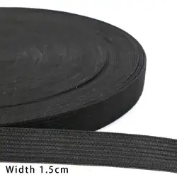 Black and White Elastic Nylon Webbing for Clothing and Sewing Accessories - 5 Yards (15mm  Black)
