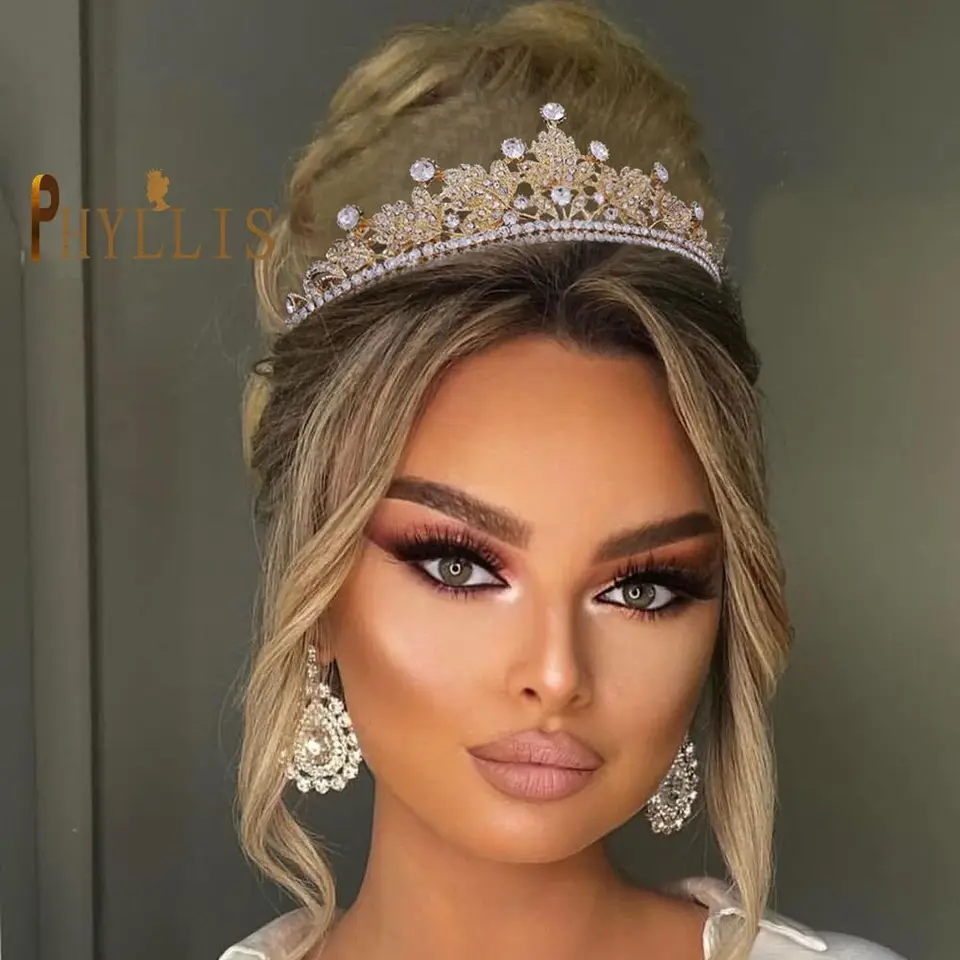 YUZHEDM Diadem Hochzeit Kristall - Haarreif Mit Blatt Design Für Braut & Damen