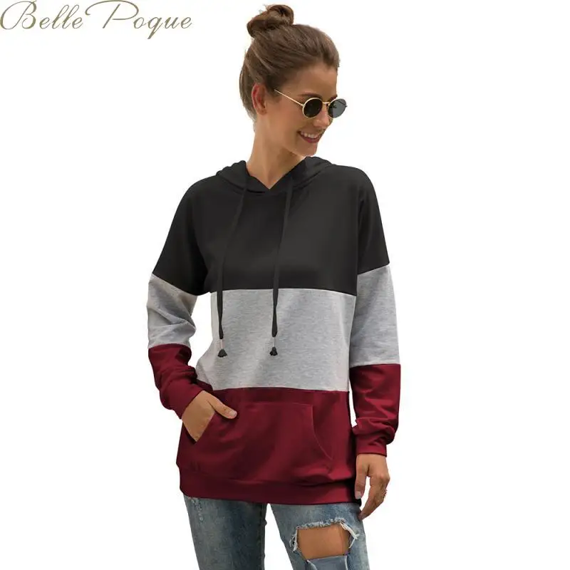 Belle poque осень зима с капюшоном Тедди пуловеры для женщин Лоскутная куртка с длинными рукавами Повседневные школьные флисовые кофты женские