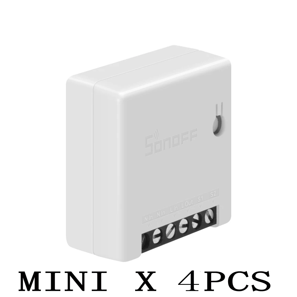 SONOFF MINI 4PCS Интеллектуальный выключатель света SONOFF экшн-камера с Wi-Fi подключением переключатель Поддержка app/LAN смарт-таймер модуль 10A 2 позиционный переключатель голосового дистанционного Управление Сделай Сам работать с Alexa Google Home - Комплект: SONOFF MINI 4PCS