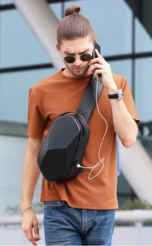 

Xioami 2020 New men woman fashion chest bag shoulder messenger bag hard shell polyhedron trend crossbody bag