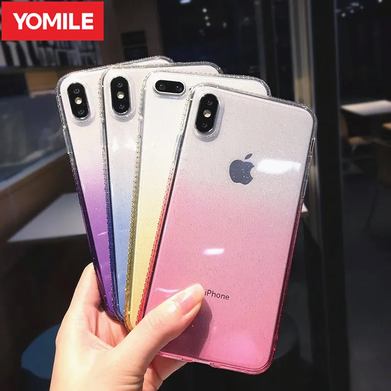 Diamond Gradient Glitter Shiny Soft TPU Case For iPhone 6 6S 7 8 plus Transpare Phone X XR XS Max Cove Fundas |