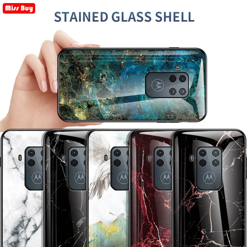 Мраморный чехол из закаленного стекла для Motorola Moto One Zoom защитный роскошная задняя