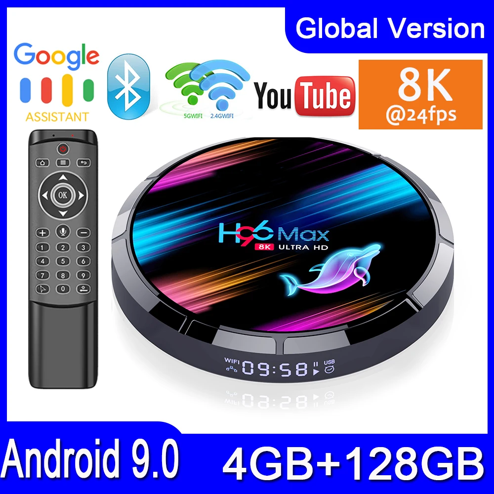 ТВ приставка H96 MAX X3 8K Amlogic S905X3 Android 9 0 4 ГБ 32 ГБ/64 Гб/128 Гб Dual WiFi BT Smart YouTube