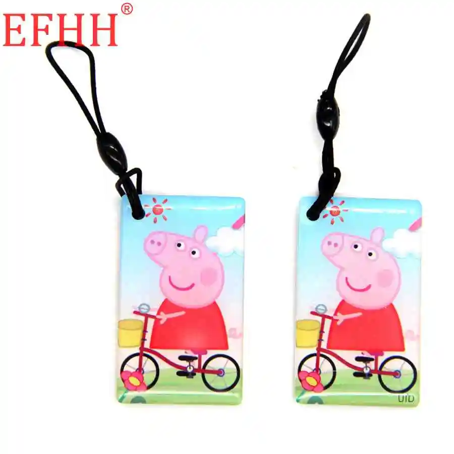 S50 1K 13.56Mhz UID Animated Characters Pattern Dropping Glue Keychain Ornaments Changeable Card RFID IC Card Key Tags 1pcs
