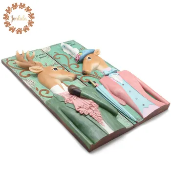 

Elegant Elk Deer Lady/Gentleman Home Decorative Three-dimensional Paintings Resin Wall Hanging Ornaments Home Accessories