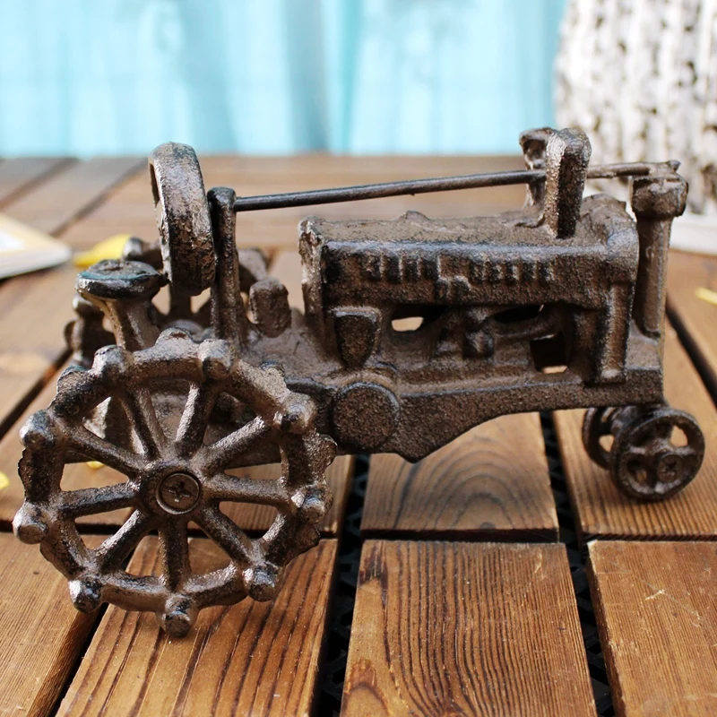 Antique Rustic Cast Iron Tractor Figurines Farm House Accents Home Tabletop Handmade Classic Tractor Model Small Iron Decoration Antique Rustic Cast Iron Tractor Figurines Farm House Accents Home Tabletop Handmade Classic Tractor Model Small Iron Decoration