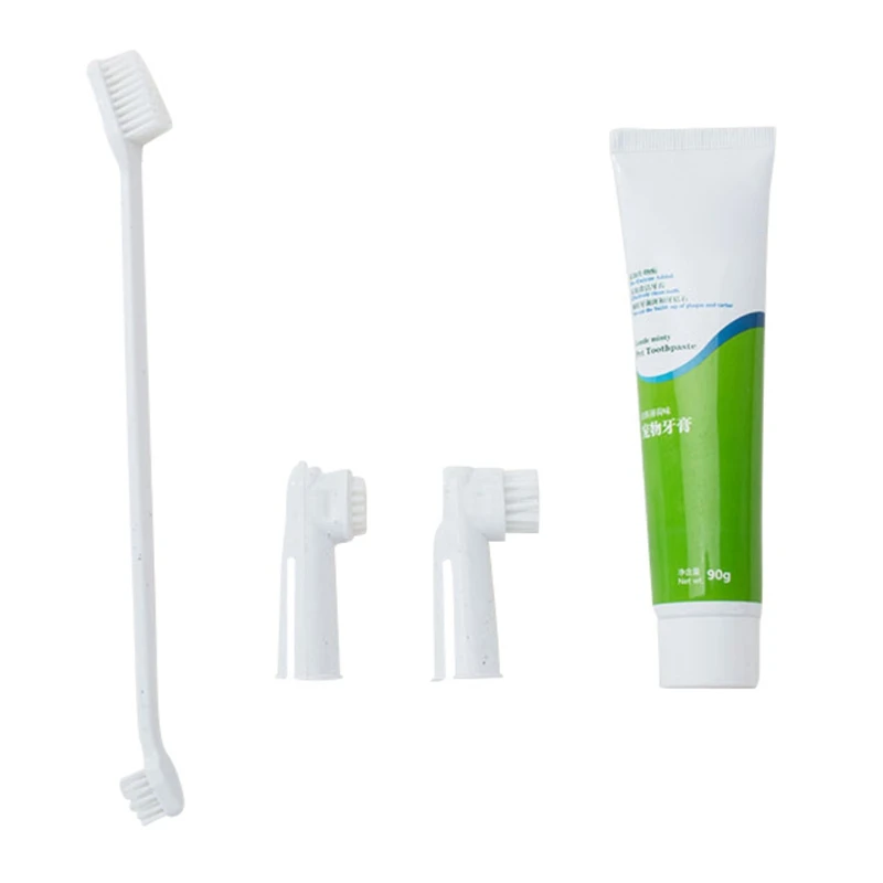 

New 2019 Pet Dog Teeth Cleaning Tools Toothbrush And Toothpaste Set(Toothpaste,Double Heads Toothbrush,Finger Toothbrush)