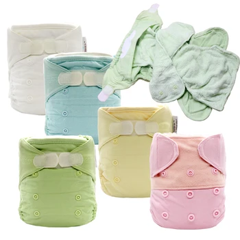 

Baby Ecological Diapers Reusable Nappy One Size Washable Diapers Baby Cloth Nappies Waterproof Diapers AI2 Bamboo Insert Pop In
