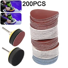 Disques de ponçage en papier de verre, 2 pouces, avec tige de 200 pouces, tampons de support en mousse souple, grain 80 à 1/4, 3000 pièces