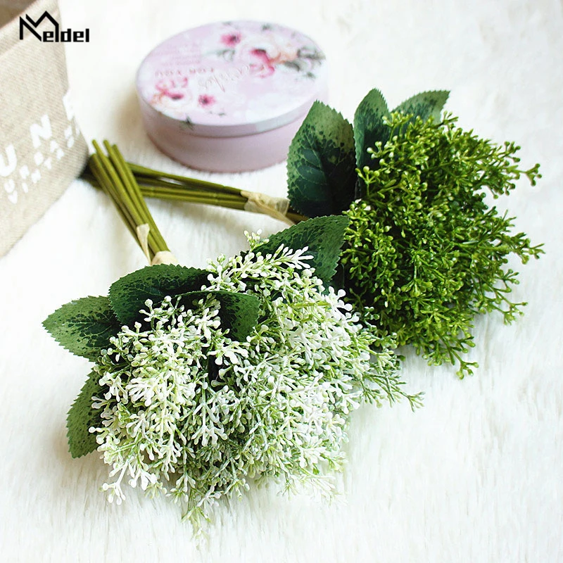 Meldel Wedding Bouquet Artificial Baby's Breath Bridal Flower Green Rice Spike Grass Supply | Свадьбы и торжества