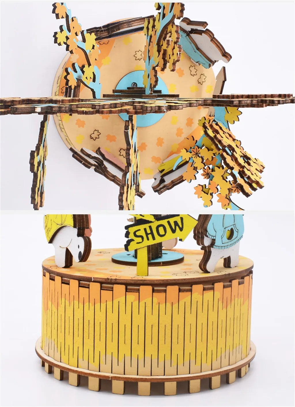 DIY Wooden Christmas Santa Music Box Clockwork Merry Go Round Carousel Home Decor Wind Up Birthday Present For Children Gifts