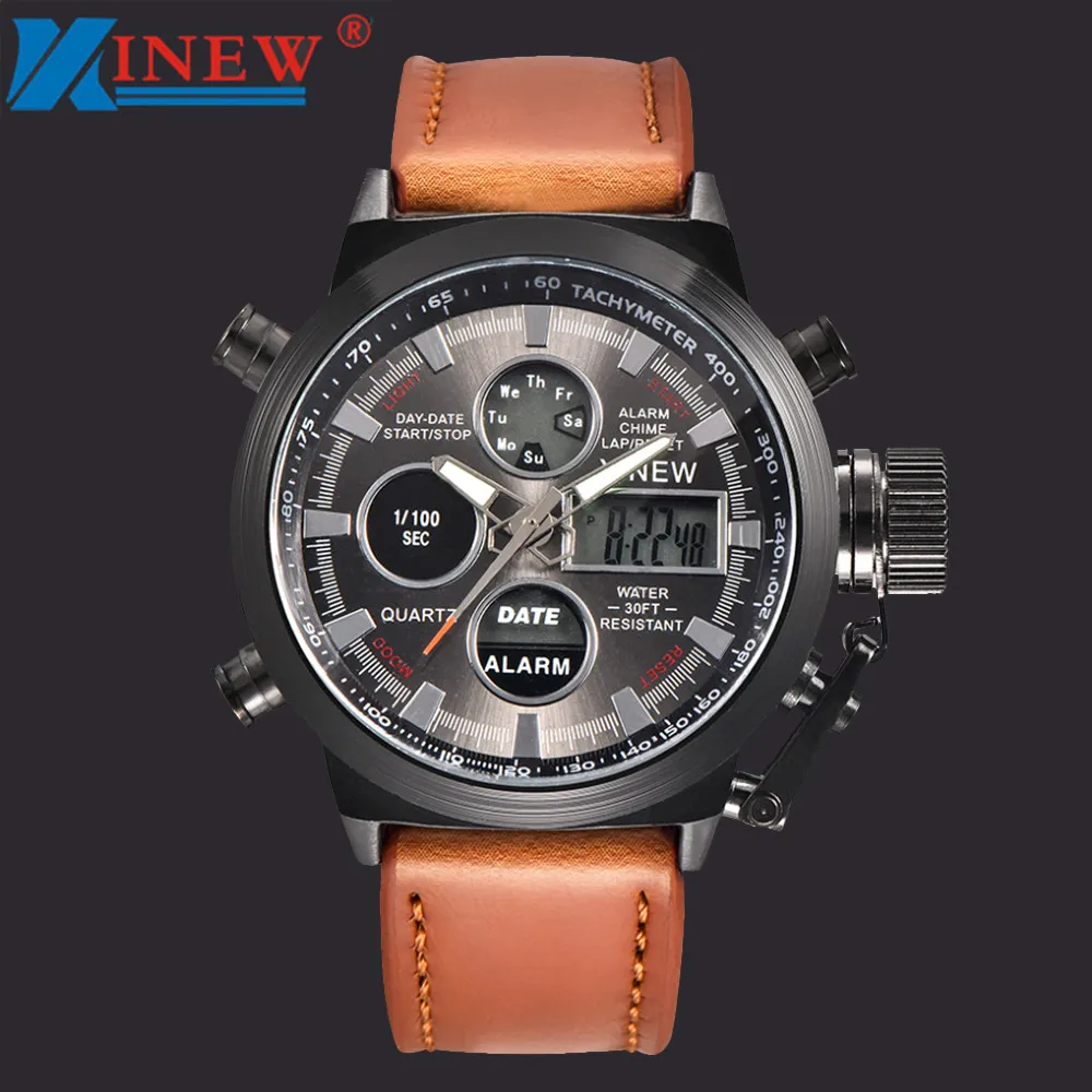 

Mens Watch Quartz Sport Military LED Analog Stainless Steel reloj hombre deportivo orologio uomo digitale dijital kol saati