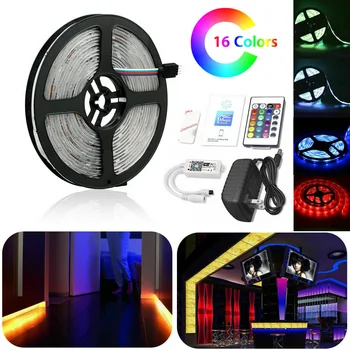 

Wireless WIFI APP 24Key Remote Control Waterproof 5M RGB LED Strip Lights Ribbon Neon Diode Tape Alexa Home Bedroom Backlight