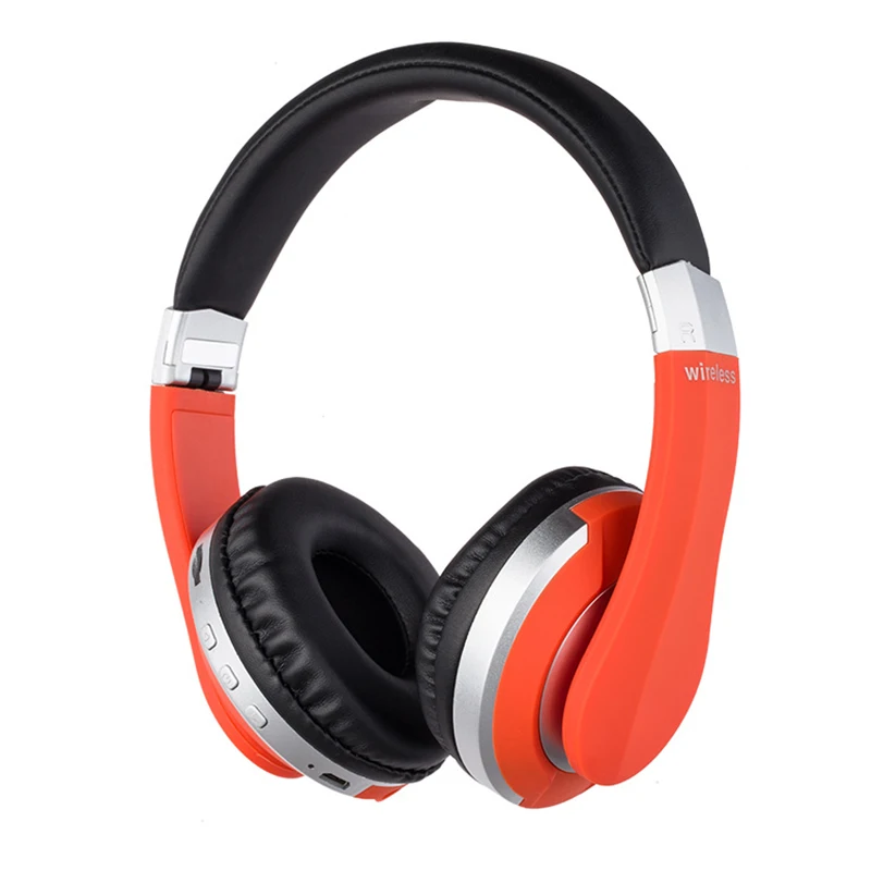 Black and Orange Беспроводные наушники Bluetooth 5,0 наушники с микрофоном слот для sd-карты шумоподавление супер бас для телефона PC tv PS4 - Цвет: Black and Orange