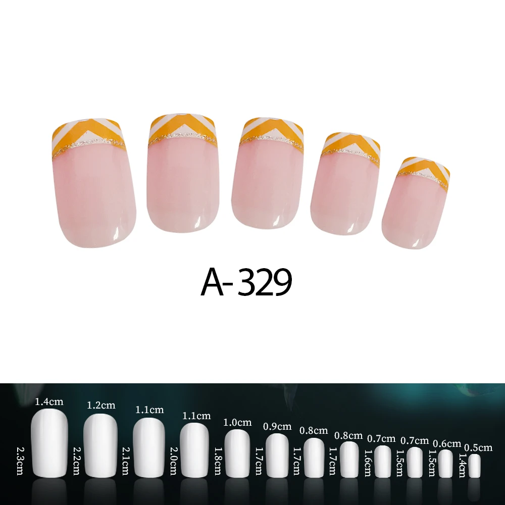 24 шт цветные накладные ногти милые Мультяшные круглые накладные ногти полное покрытие для украшения ногтей советы для маникюра Инструменты для красоты - Цвет: 329