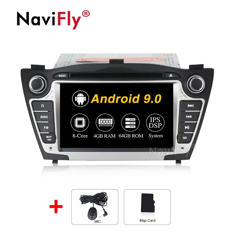 NaviFly чистый Android9.0 ips DSP 4G wifi Автомобильный gps навигатор для hyundai Tucson IX35 автомобильный dvd-плеер Радио Аудио BT Камера просмотра - Цвет: 4G RAM 64G ROM