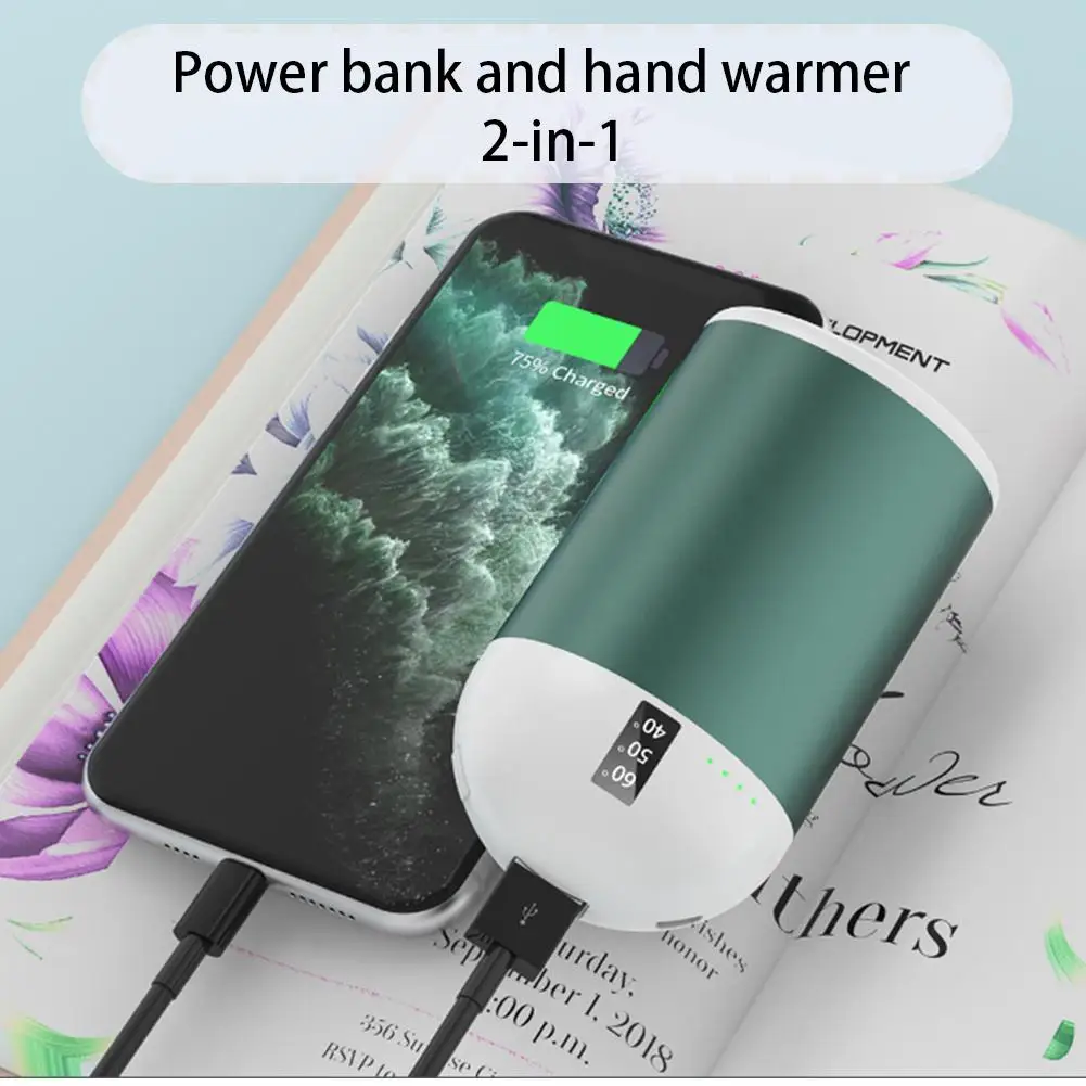 

10000mAh Dual Use USB Hand Warmer Double-Side Heating 3 Temperature Levels Rechargeable Power Bank For Winter