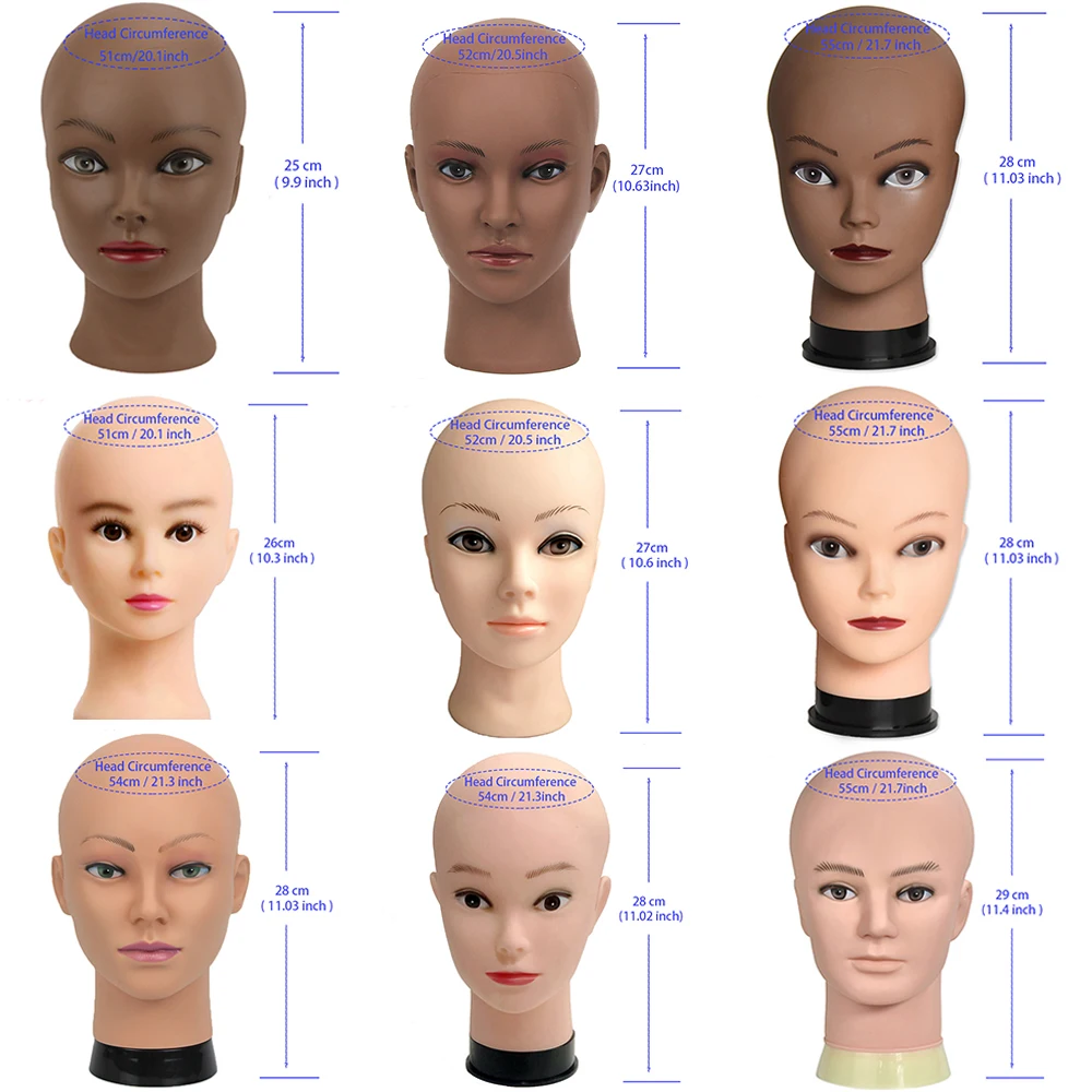Bald Mannequin Head Stand Soft PVC Female Cosmetology Manikin Head