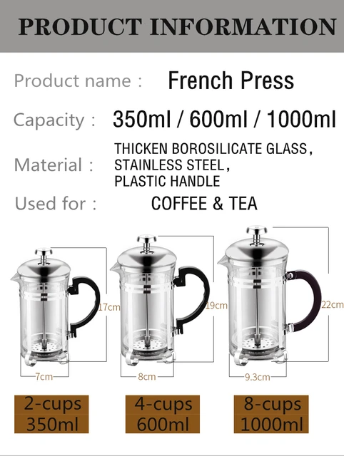 350/600/1000ml Coffee Tea Pot Manual French Presses Pot Coffee Maker Filter Pot  Cafetera Expreso Percolator Tool Tea Filter Cup - AliExpress