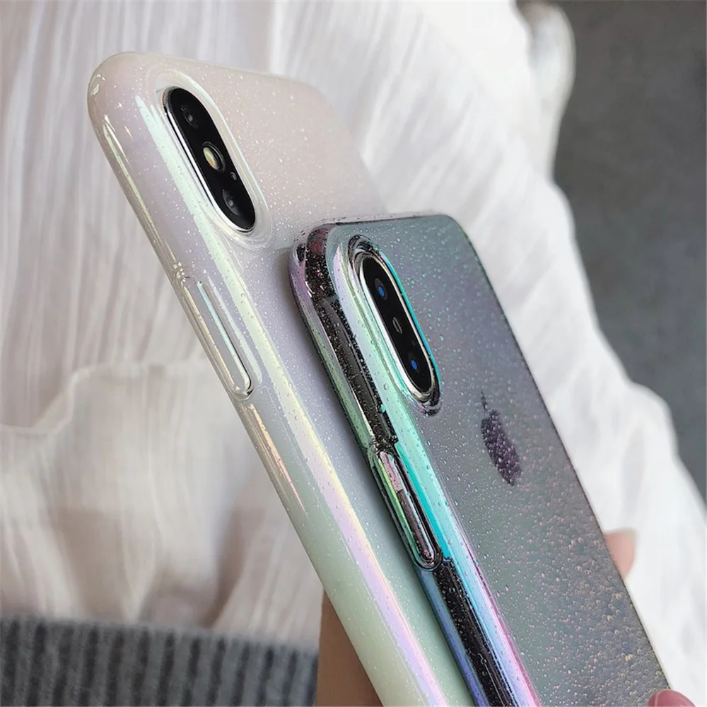 Чехол для телефона N1986N для iPhone 11 Pro Max X XR XS Max 6 6s 7 8 Plus Роскошная Лазерная Радуга красочная Капля воды Жесткий ПК для iPhone X