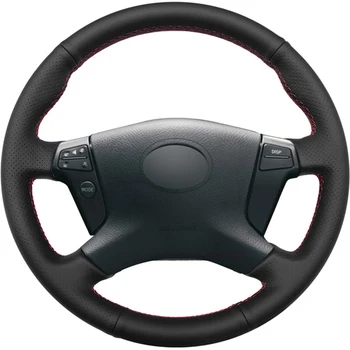 

Black Leather DIY Hand-stitched Car Steering Wheel Cover for Toyota Avensis 2003-2007