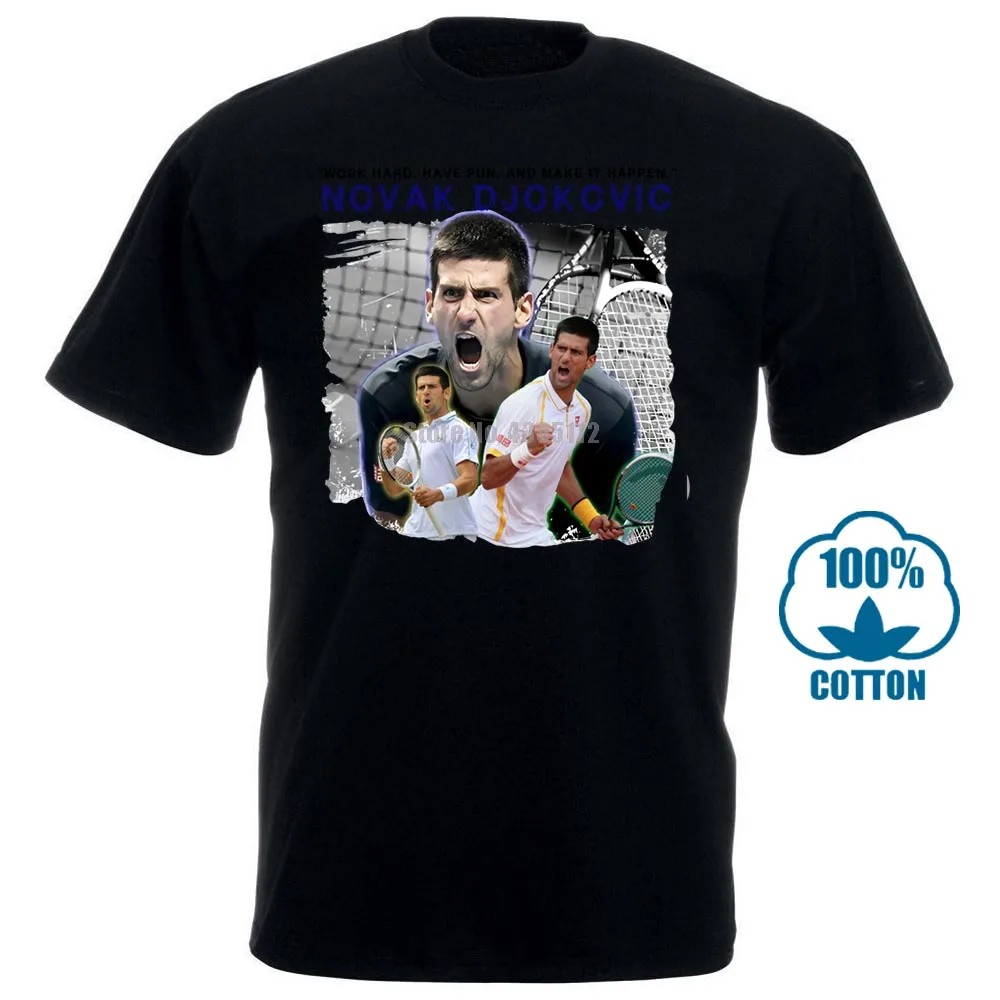 МУЖСКАЯ ТЕННИСНАЯ футболка Novak Djokovic белая хлопковая теннисная 012571 | Мужская