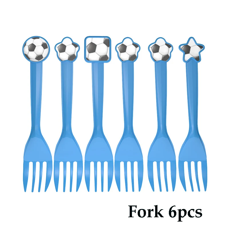 Мультяшная футбольная посуда наборы Праздничная детская вечеринка на день рождения Салфетка флаги бумажная чашка тарелка Свадебные украшения - Цвет: fork  6pcs