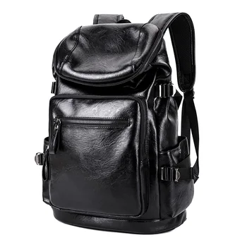 

Men PU Leather School Backpack Bookbag for College Teenager Men Casual Laptop Travel Backpacks Mochila