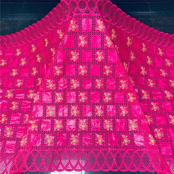 

African bazin riche fabric with brode Latest fashion embroidery basin lace fabric with net lace 5 yards 2L072803
