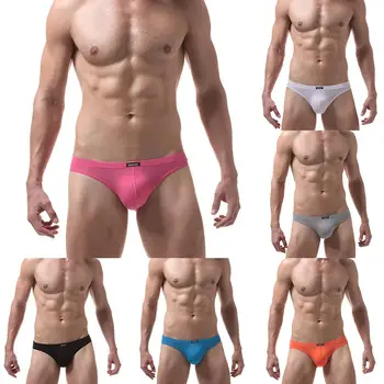 

Men Sexy Breathable Solid Color Low Waist Underwear Briefs Thongs Underpants