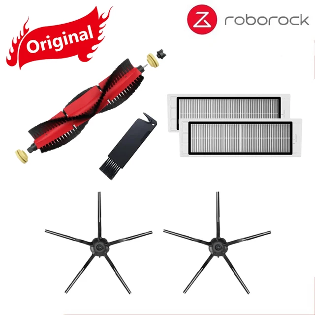 Original Roborock S5 Max / E4 / E5 / S45 Max / S6 MaxV Detachable Main Brush Silicon Side Brush Washable Filter Accessories Black Suit 3