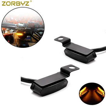 

ZORBYZ Flowing Water Lighting Turn Signal Light Black Mini LED Clutch Lever Mount Lamp Indicator For Kawasaki Yamaha Harley