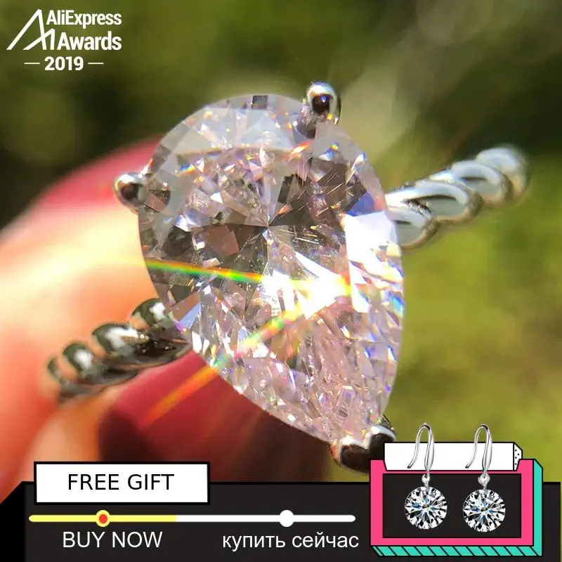 

NOT FAKE pear Cut 12*8mm S925 Sterling Silver Ring SONA Diamond solitaire Fine Ring citrine sapphire amethyst ruby