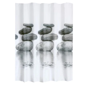 

3D Printing Waterproof Bathroom Curtains Real Thick Coating Process Shower Curtain Fabric Shower Decorative Landscape Stone