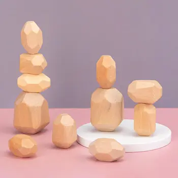 

36Pcs Children Wooden Colored Stone Stacking Game Building Block Educational Toy P31B