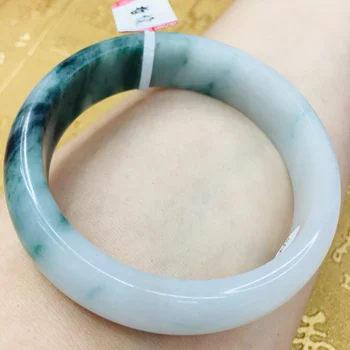 

Natural JADESt Bracelet Beautiful Light Blue A Grade Two-Color Princess Female Bracelet Send Girlfriend to Mom