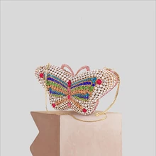 Женская сумка-мессенджер на одно плечо, вечерняя сумка, новинка, модная сумочка с бабочкой и бриллиантами, вечерняя сумочка, клатчи, кошелек для банкета