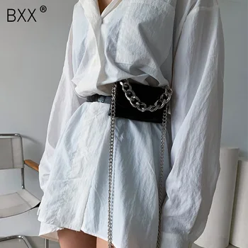 

[BXX] Fashion Quality PU Leather Crossbody Bags For Women 2020 Chain Shoulder Simple Bag Lady Travel Handbags and Purses HO924