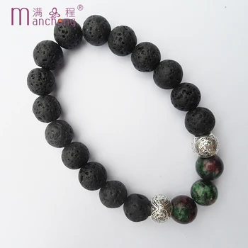 

Fashion Natural volcanic LAVA ruby meditation stand bracelet for man Party ruby stone bead Buddha Yoga meditation chain bracelet