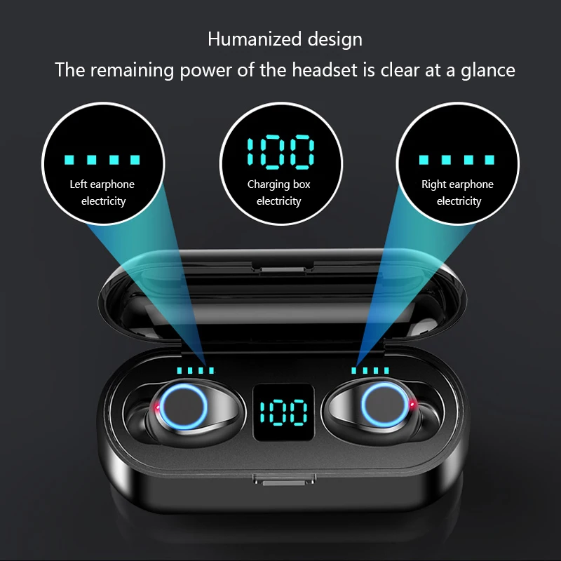 HANTOPER Bluetooth наушники 5,0 TWS мини беспроводная гарнитура с дисплеем питания наушники с зарядной коробкой спортивные игровые наушники