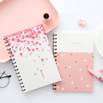 

60 sheets Sakura cover a5 notepad Simplicity Note Pad Loose Leaf korea notebook Hard Cover To Do It Study Planner