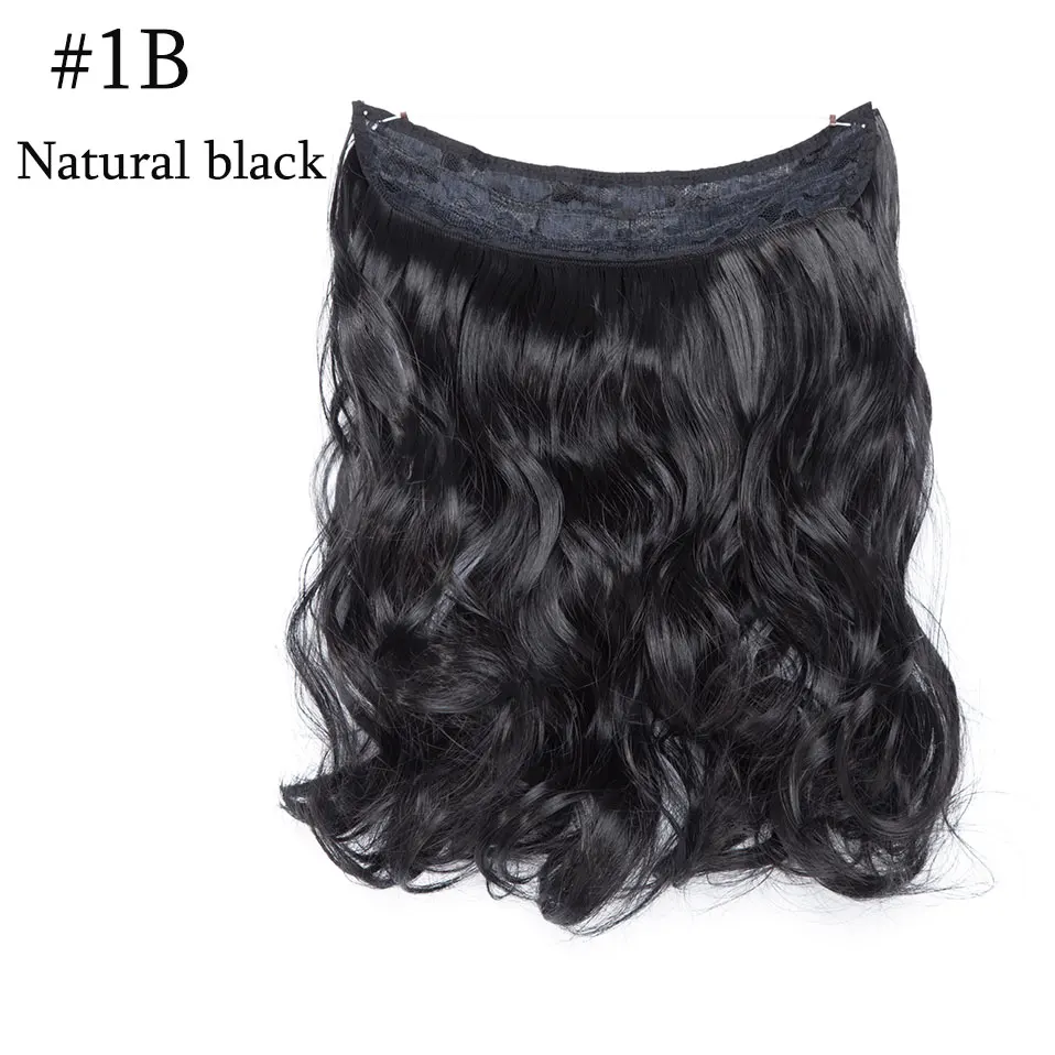 natural black-W Snolilite 16 дюймов невидимые halo волосы для наращивания одна штука без зажима синтетические натуральные волосы шиньон для женщин - Цвет: natural black-W