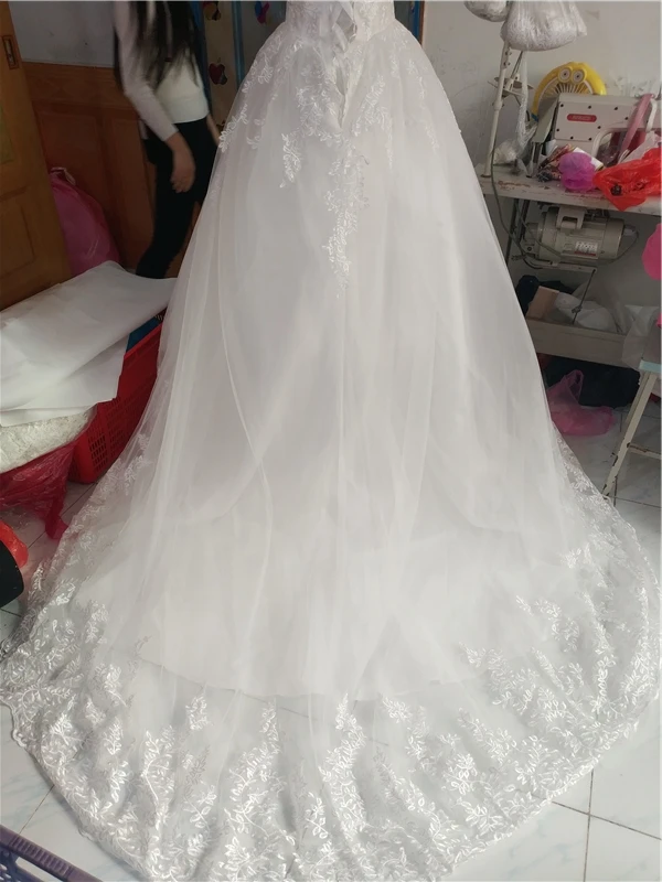 Сделанное на заказ чисто белое платье цвета слоновой кости с вырезом лодочкой и открытыми плечами Vestido De Noiva Новое свадебное платье 100 года размера плюс свадебное Тюлевое платье для свадьбы