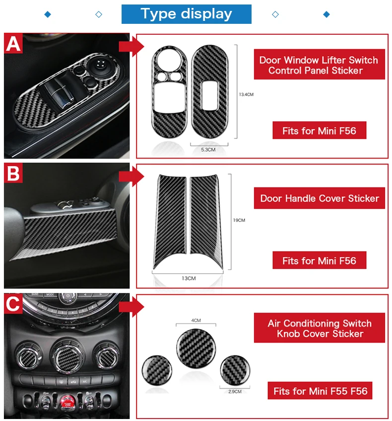 AMBERMILE наклейка из настоящего углеродного волокна для автомобиля, внутренняя отделка, наклейка s для Mini Cooper F54 F55 F56 JCW F57 Countryman F60, аксессуары