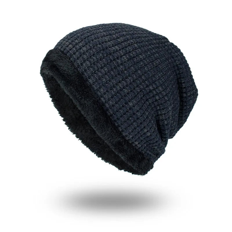 Тёмно-синий Skullies Beanies, зимние шапки для мужчин, Beany, вязаная шапка для женщин, мужчин, Gorras, теплая мягкая Балаклава, капот, шапочка, шапка - Цвет: Тёмно-синий