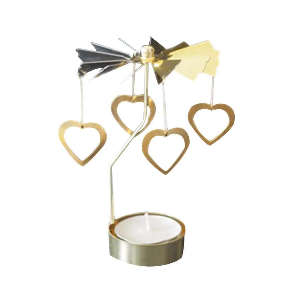 Романтический вращающийся светильник для чая, металлический светильник для свечей, подсвечники, карусель, украшение для дома, рождественский подарок, новинка