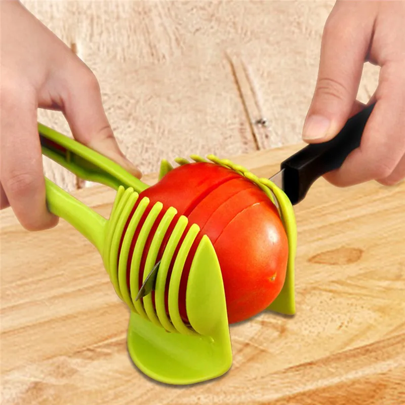 

Plastic Hand Slicer Potato Slicer Tomato Cutter Tools Lemon Round Slice Clip Fruit Splitter Cutting Holder Kitchen Accessories