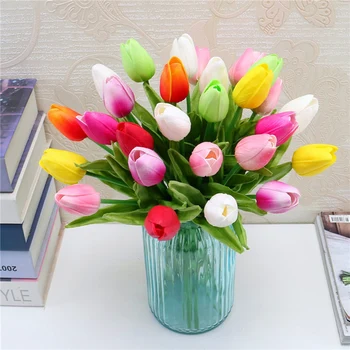 

1pc Single PU Mini Tulip Artificial Flower Real Touch Flower Bouquet Fake Flower Artificial Wedding Home Decoration Fake Flowers