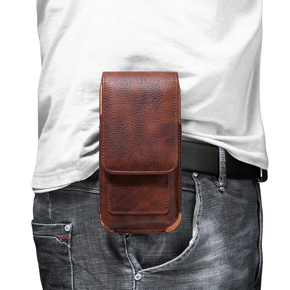 Universal Leather Case for iPhone Samsung Huawei Xiaomi Mens Waist Pack Belt Clip Bag for 3.5-6.3\ Universal Leather Case for iPhone Samsung Huawei Xiaomi Mens Waist Pack Belt Clip Bag for 3.5-6.3\